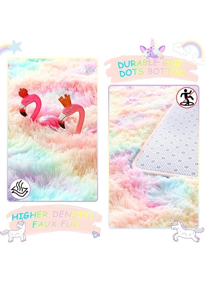 Reelyo Area Rugs for Bedroom, Living Room Fluffy Rug, Large Area Rug Shag Shaggy Carpet Soft Plush Furry Bedside Rugs, Machine Washable Area Rugs for Kids Girls Boys Home Decor Anti Slip - Image 3